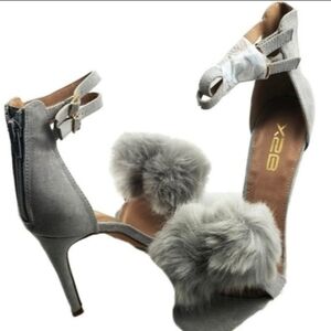 Women's 7 Pom Pom Faux Suede Heels